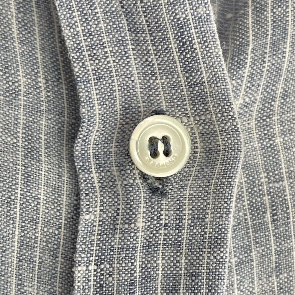 MAX MARA WEEKEND Women's Linen Blue/White Pinstripe Short Sleeve Shirt, Size 4-6 - Picture 5 of 14